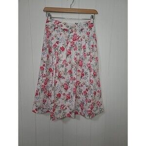 Womens Skirt Size Medium White Red A-Line Floral Summer Fairy Whimsical New